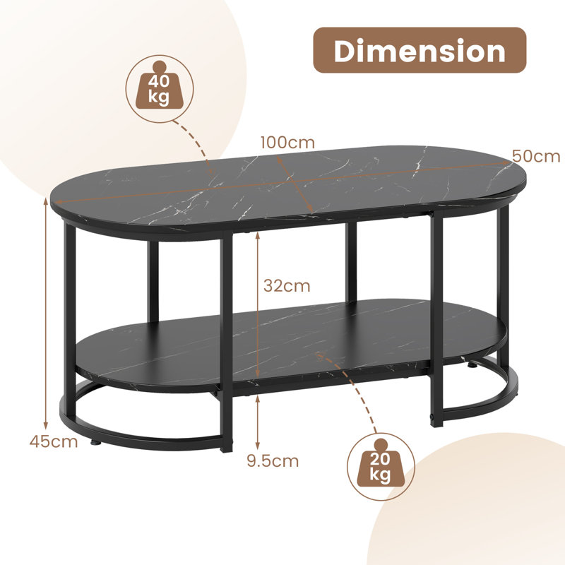 Coffee Table with Storage, Black