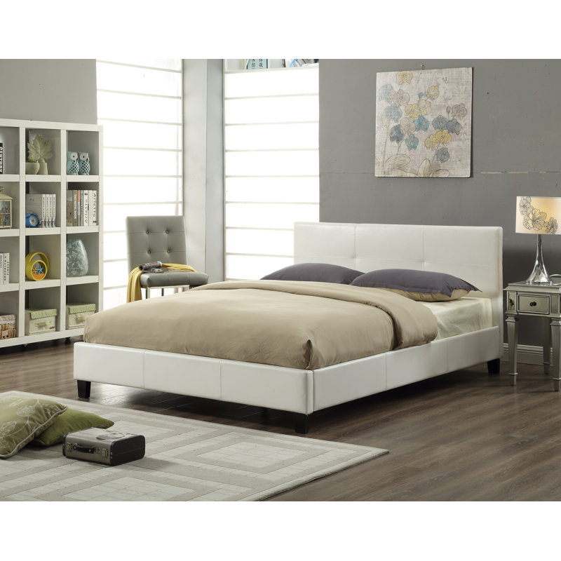 Lit plateforme tapissier Modern, Simple, Blanc