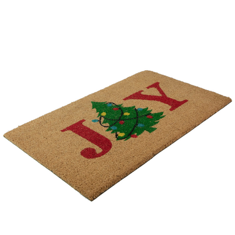 Natural Coir "Joy" Christmas Tree Doormat 18" X 30"
