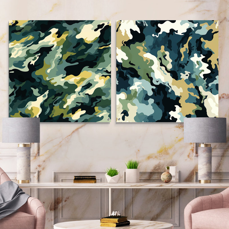 Daenna - Ensemble de 2 verres abstraits muraux en acrylique, H 36 po x l 73 po