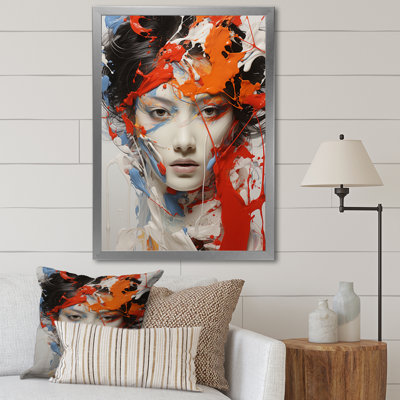 Art japonais Japon, dessin d'art dramatique de femme kabaki II - Portrait sur toile
