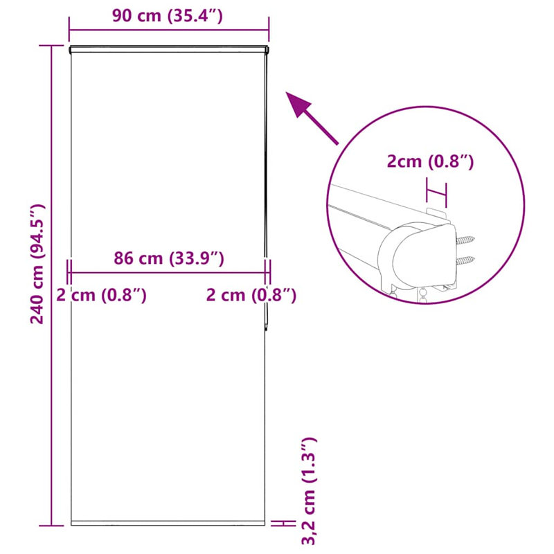 Latitude Run Shower Roller Blind With Cassette 90X240 Cm Fabric Width 86 Cm, 90cmW x 240cmL