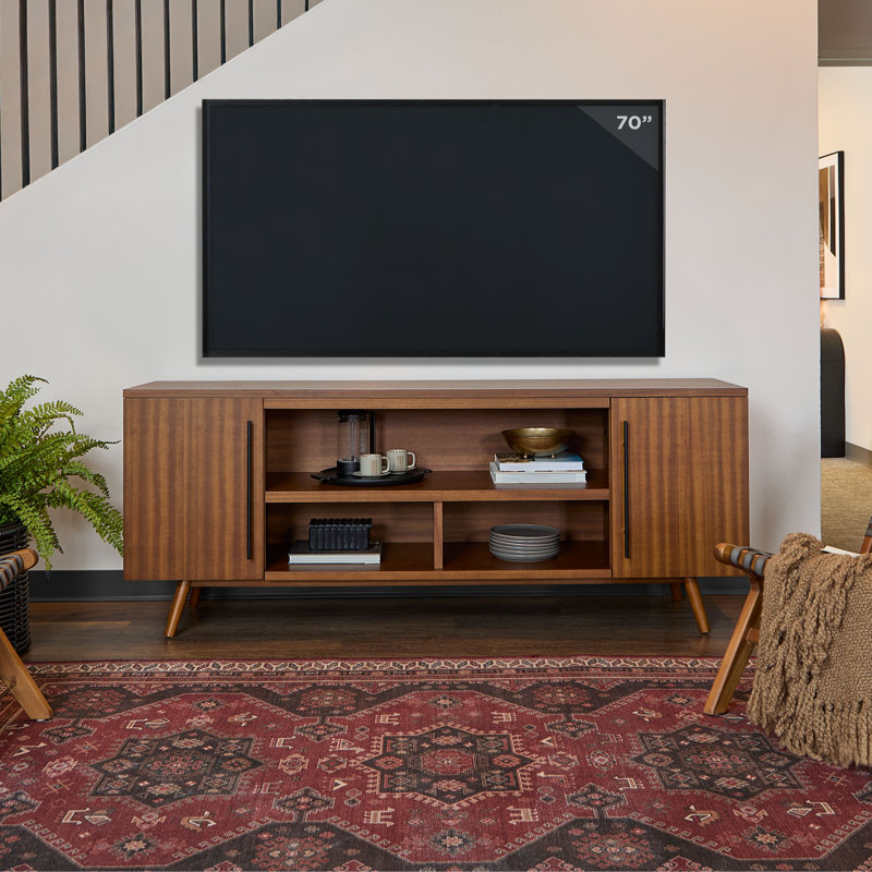 Morris 72 inch TV Stand in Black by Real Flame for TV's up to 70 inches, Dark Brown Wood