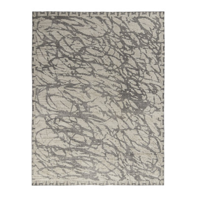 Distressed Homage Hand Knotted Wool Geometric Area Rug
