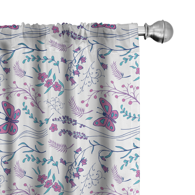Spring Floral Semi-Sheer Rod Pocket Curtain Panels, 28" x 63"
