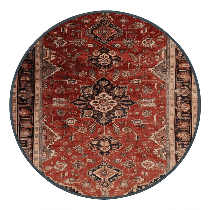 Tapis brun lavable à la machine, Rond 5 pi