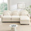Teddy Fabric Cloud-like 3-Seat Sofa,Curved Backrest and Armrest with Curved Lumbar Pillows, Sectional 3 Seater Modular Couch with Movable Ottoman and Supportive Double-layer cushion-129892757-129892756