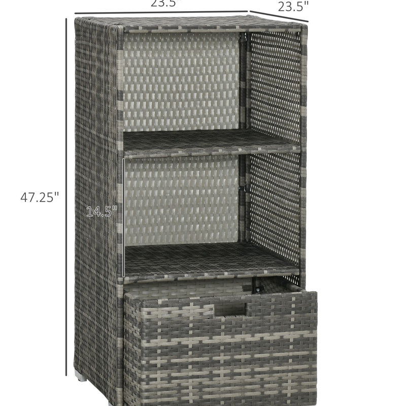 Support de rangement près de la piscine - plastique PE imperméable, 2 tablettes, 1 tiroir panier, accessoires de piscine et de spa gris pour spa