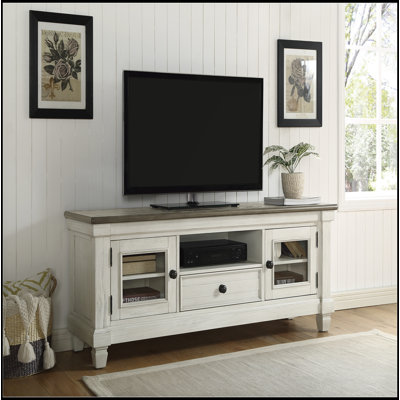 Meuble télé 1 pièce avec armoires de rangement à tiroirs, meubles de salon en bois, table basse et console de télévision au fini gris antique