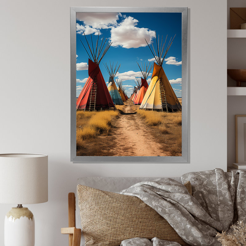 Tipi jaune jaune «Path to Spirituality IV» - reproduction, H 40 po x l 30 po x P 1,5 po, Cadre photo argenté