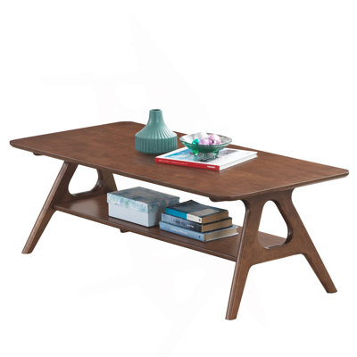 Arona Mid-Century Modern Wood Coffee Table With Shelf