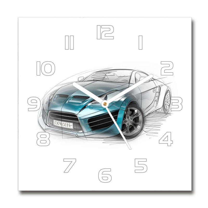 Herwick Glass Wall Clock, White/Blue/Grey