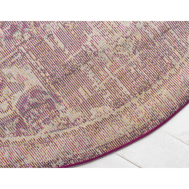 Tapis mauve de style oriental Pennylane, Rond 3 pi 3 po