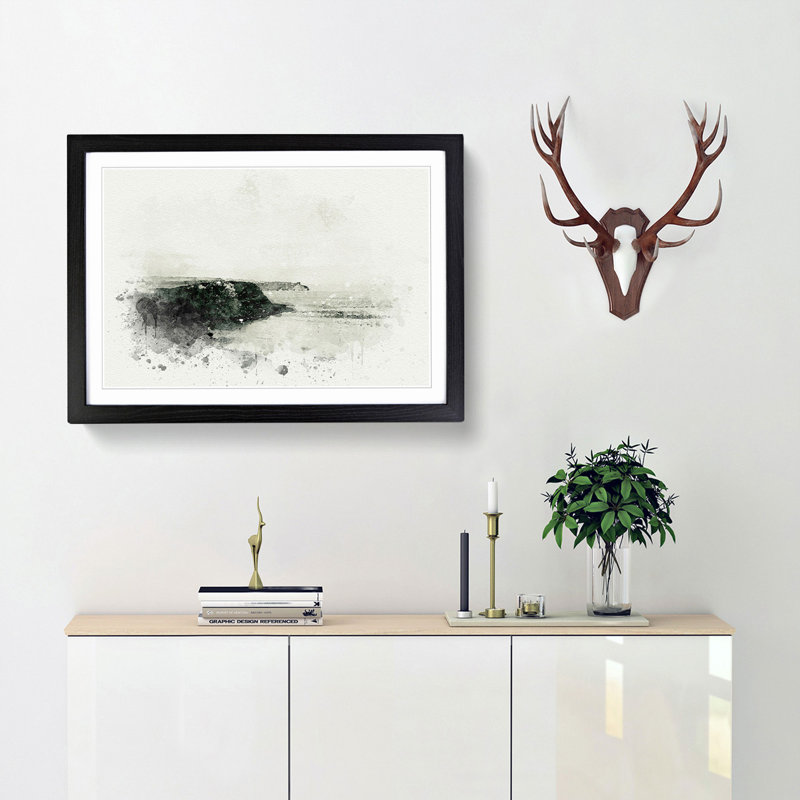 Port Mulgrave in North Yorkshire in Abstract - Picture Frame Graphic Art Print, 40cm H x 60cm W x 2cm D, Black