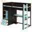 Lit mezzanine haut de gamme en bois massif avec bureau intelligent à DEL et rangement intégré-1829218124