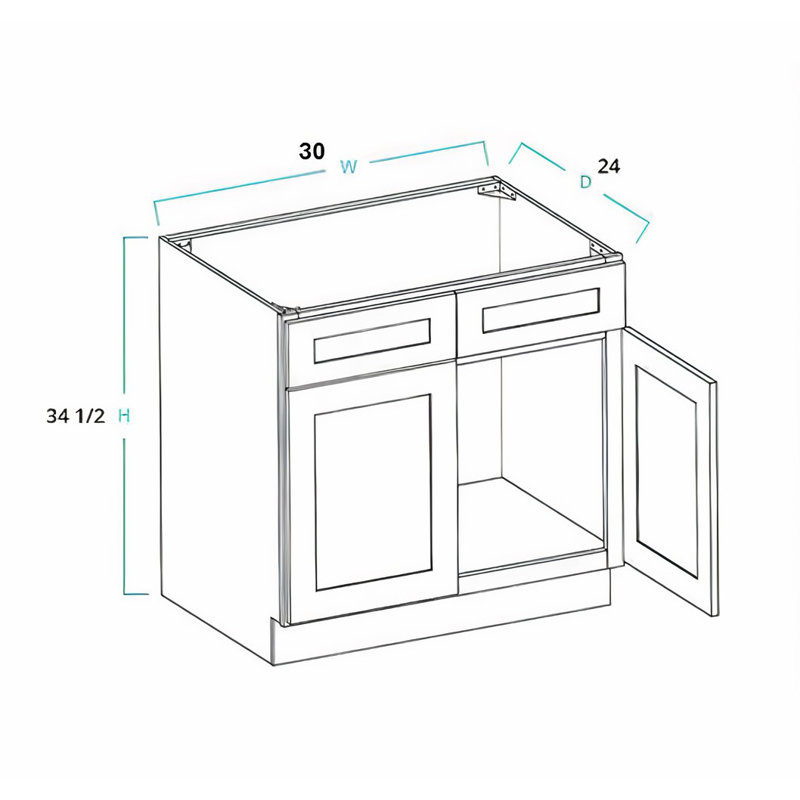 Ready-to-Assemble Kitchen Sink Base Cabinet 30"/33"/36"Wx24"D x 34.5"H, 30", Light Gray
