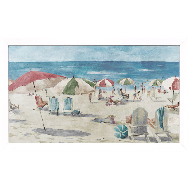 Colourful Umbrella Beach Non-Glass Framed Art