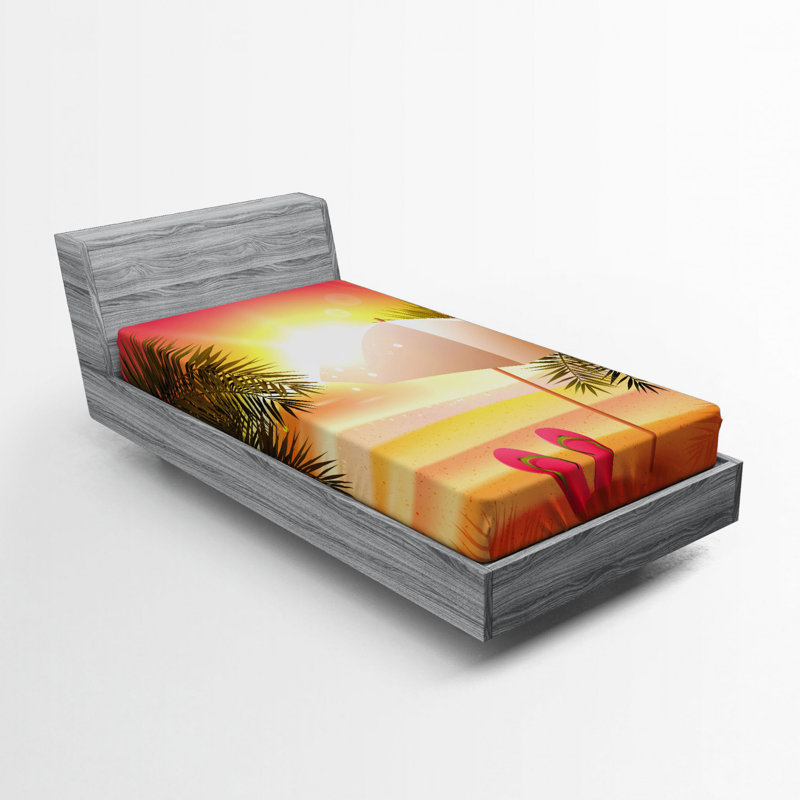 Drap-housse coucher de soleil à la plage, Drap-housse de taille simple