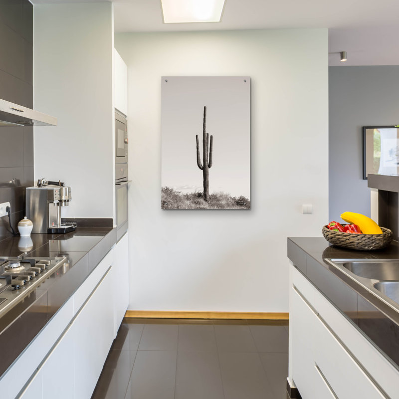 Art mural en verre «Saguaro après-midi» par Nathan Larson, H 36 po x l 24 po x P 0,2 po