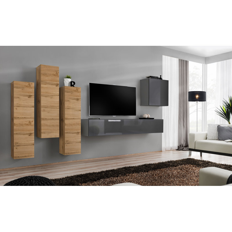 Atara Unfinished Entertainment Centre for TVs up to 75", Wotan Oak/Grey