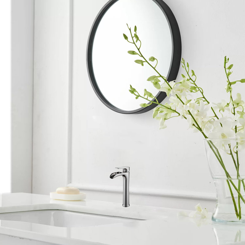 Tall Single Handle Waterfall Vessel Sink Faucet With Pop-Up Drain, Brushed Nickel