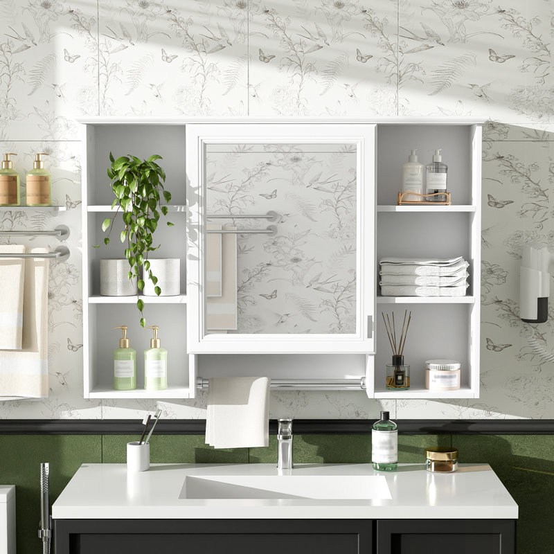 Armoire de salle de bain 3 en 1 avec tablette réglable, porte à fermeture en douceur et miroir haute définition pour un rangement amélioré et un attrait esthétique