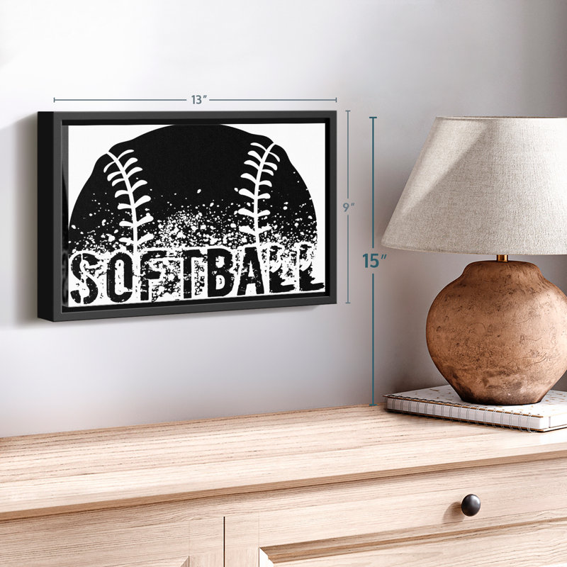 Impression sur toile noire Softball, H 9 po x l 13 po