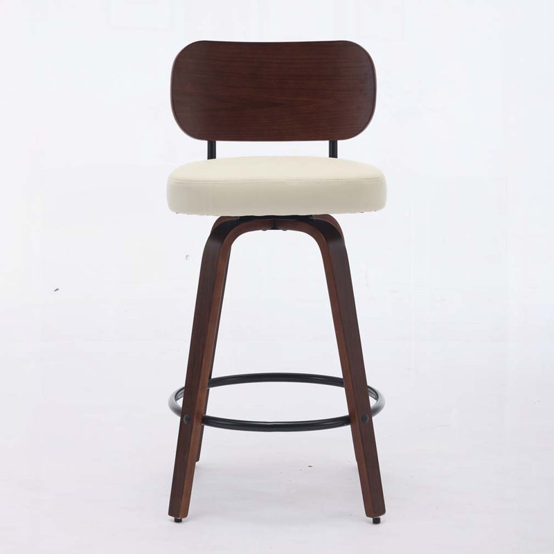 Tabourets de bar pivotants rembourrés en similicuir, Beige