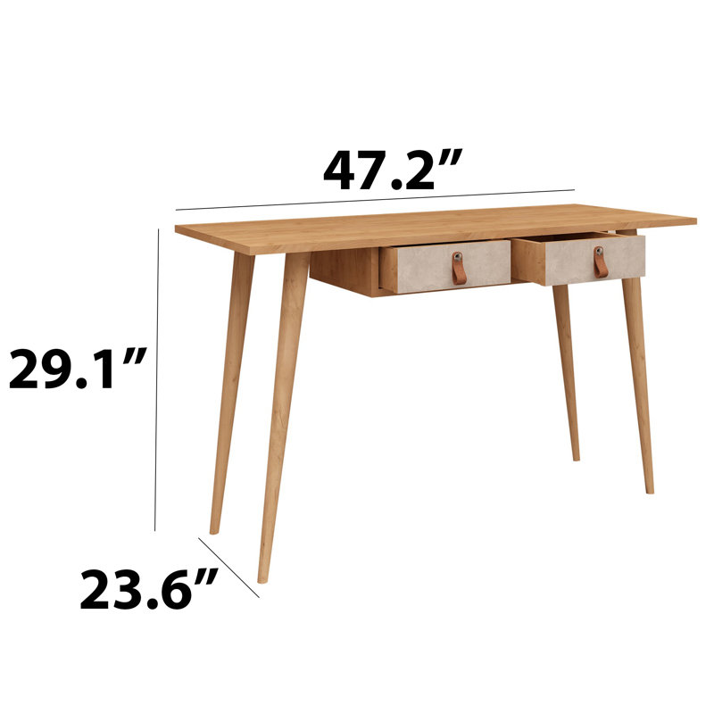 Kira 2-Drawer Writing Desk with Leather Pulls