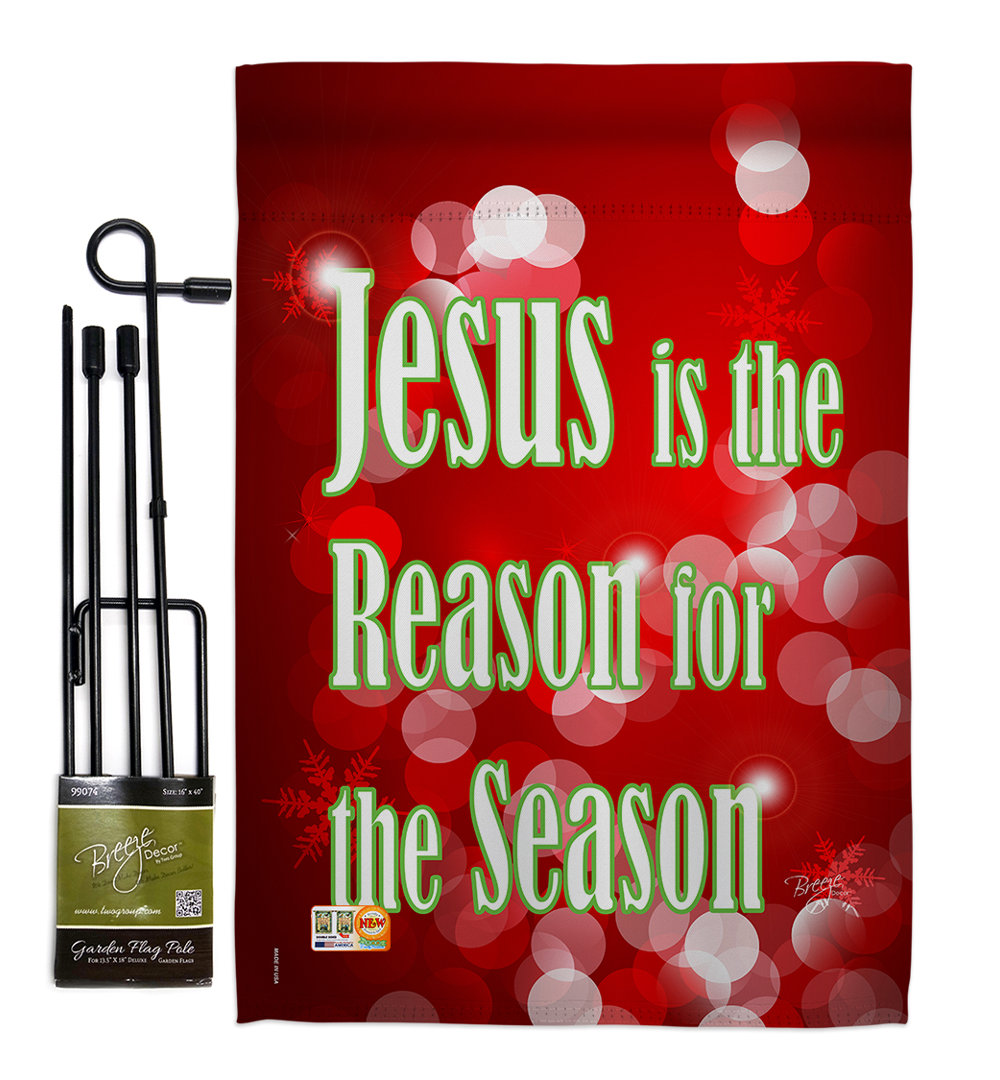 Kachig Jesus Is the Reason Winter Nativity Impressions 2-Sided Burlap 19 x 13 in. Flag Set The Holiday Aisle®