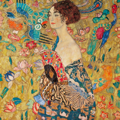 Donna Con Ventaglio by Gustav Klimt - Wrapped Canvas Print