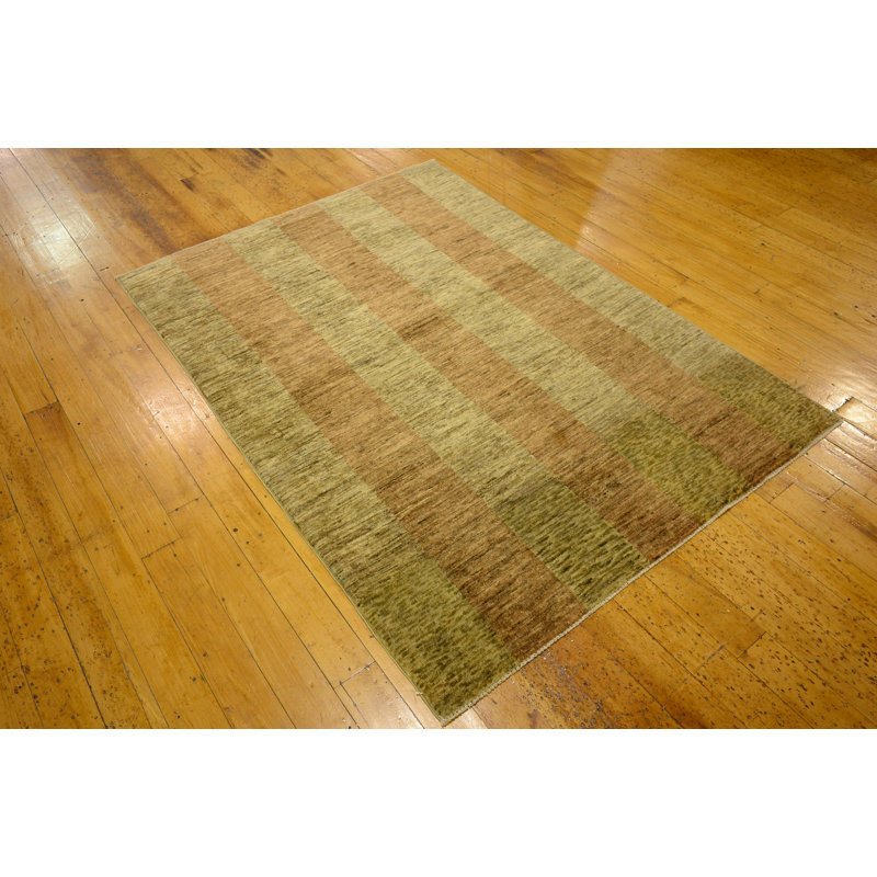 Tapis de la surface en laine 4 pi 1 po x 5 pi 8 po one-of-kind-noué la brown Nash