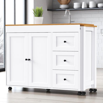 Îlot de cuisine de 48,8 po de largeur avec comptoir extensible