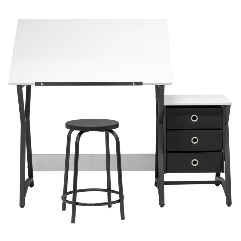 Hourglass Craft Center, 2pc Angle Adjustable Drafting Table and Stool