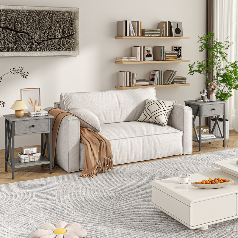 Demmer End Table with Storage, Hemp Gray