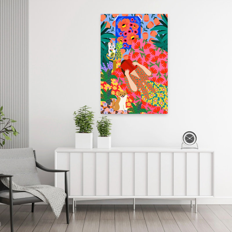 Art mural contemporain abstrait à motifs, H 36 po x l 24 po