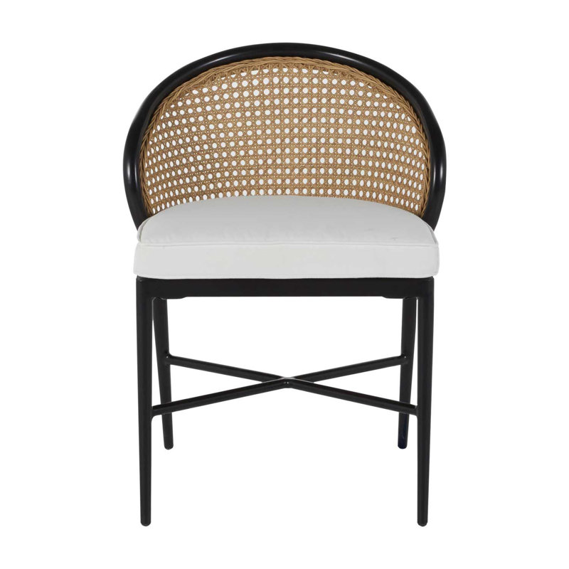 Havana Side Chair, No Welt, Chalk/Natural Cane, Rollo Lace