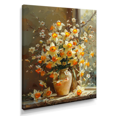 Jaune et blanc, charme féminin, jonquilles - décoration murale jonquilles