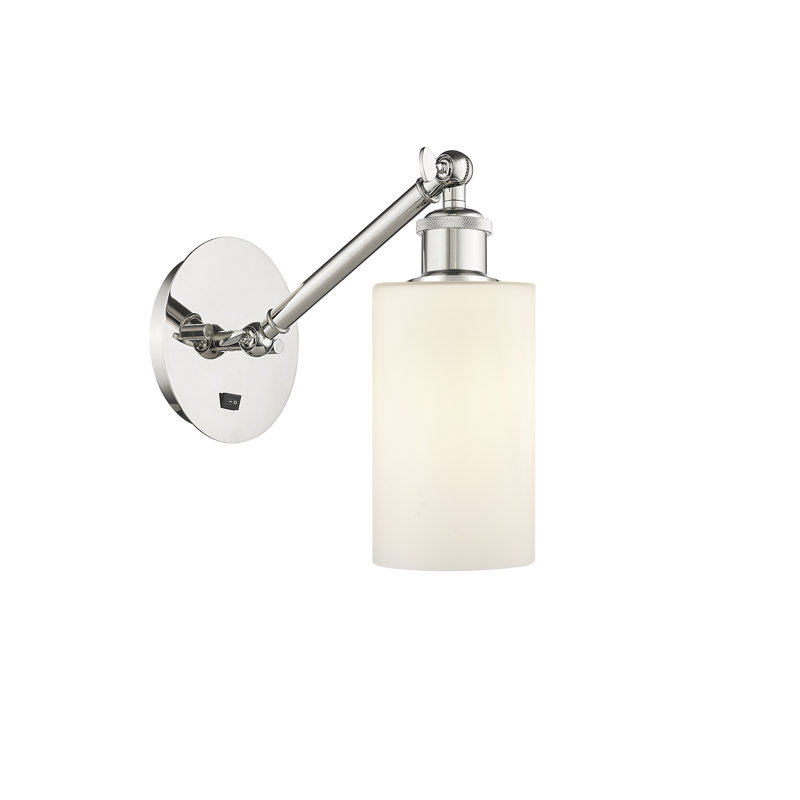 Applique murale 1 lumière 5 po avec bras ajustable Shauna, Blanc mat, DEL, Nickel poli