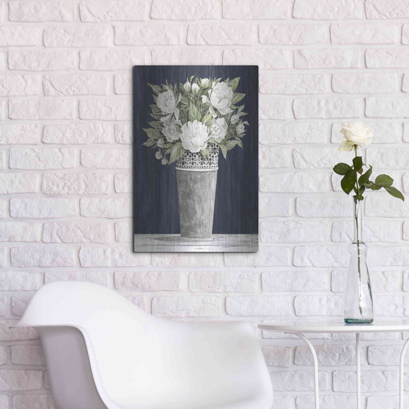Winston Porter «Punched Tin White Floral» par Cindy Jacobs, art mural en métal, H 24 po x l 16 po