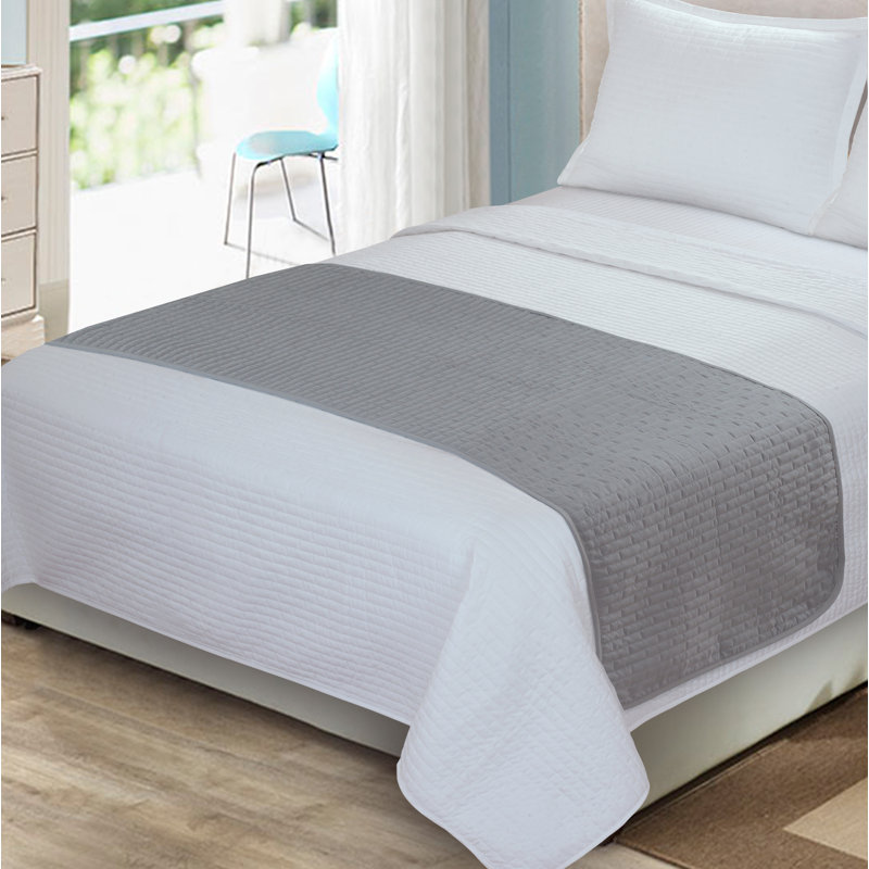 South Point Hospitality 120 GSM Luxury Microfiber Bed Runner, King, Soft Gray
