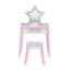 Teamson Kids Little Princess Star 2 pièces Table de coiffeuse et tabouret en bois avec miroir à DEL, tiroir de rangement et bacs de rangement