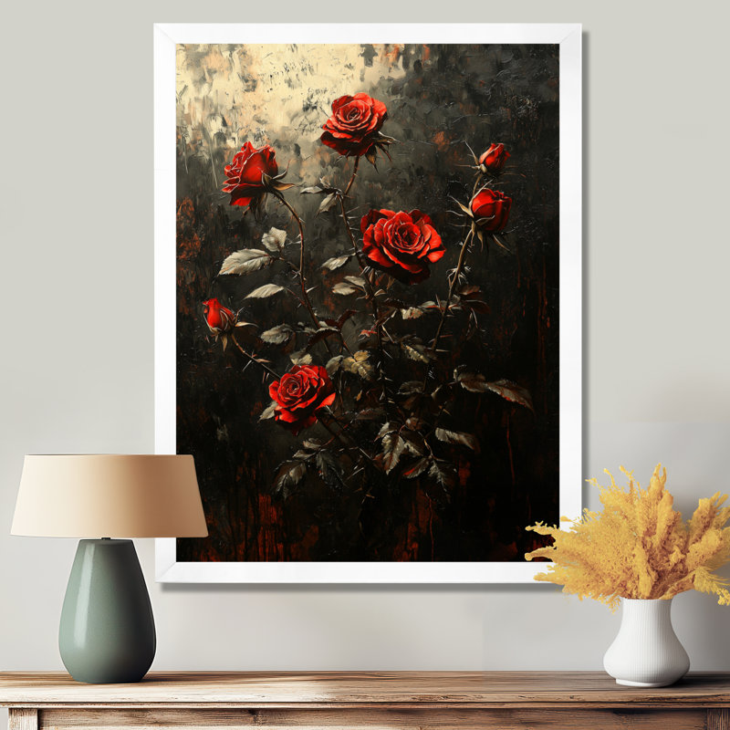 Blevins - Floral Canvas Wall Art, 44" H x 34" W, Reproduction encadrée d'une seule photo, White