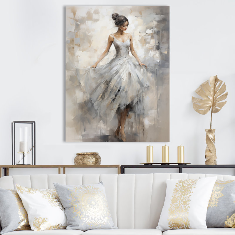Contemporain gris, ballet, danse symphonie I, H 44 po x l 34 po x P 1,5 po, Toile tendue