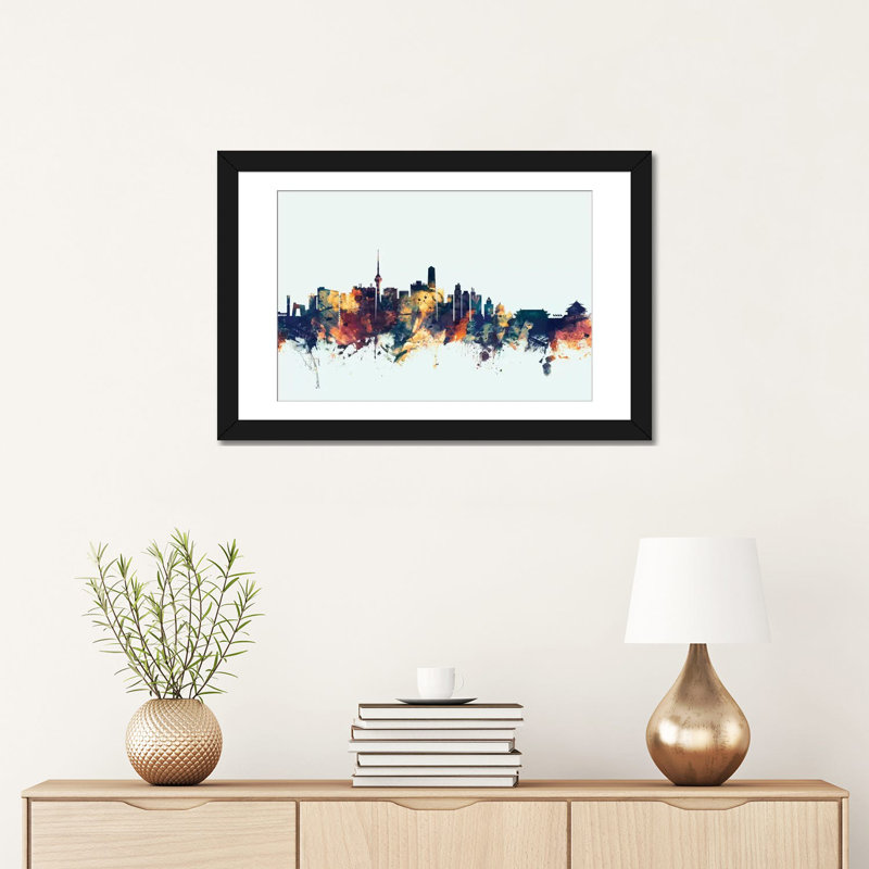 Modern & Contemporary, 16" H x 24" W x 1" D, Black Framed Fine Art Paper, White