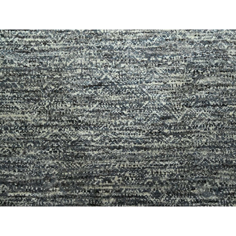 Tapis oriental gris 8 pi x 10 pi, motif Kohinoor Herat, petit motif géométrique répétitif à motif de losanges, noué à la main, laine douce, ton sur ton