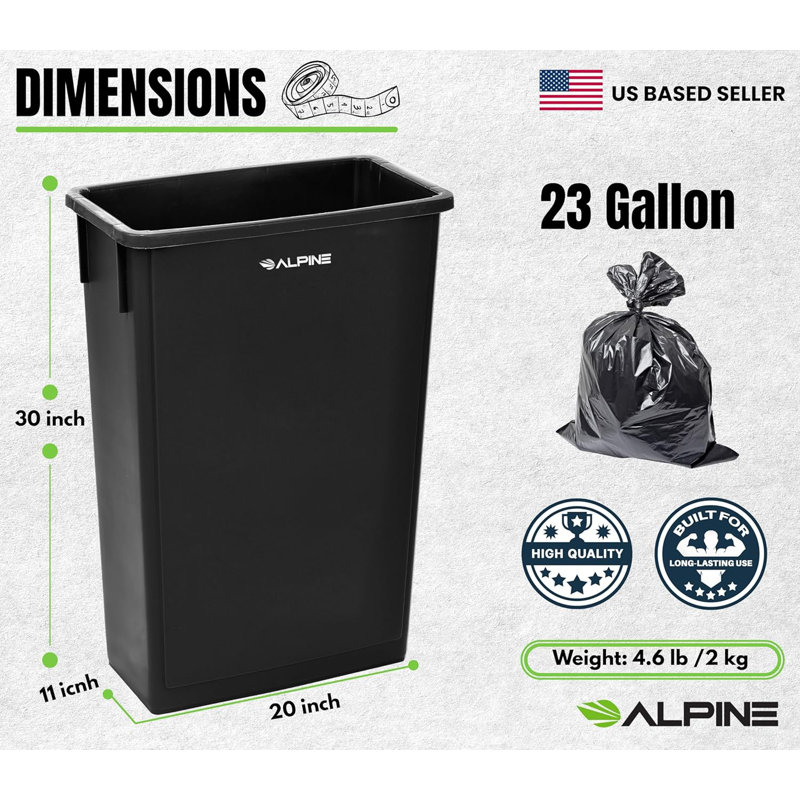 Poubelle d'intérieur 23 gallons, Noir
