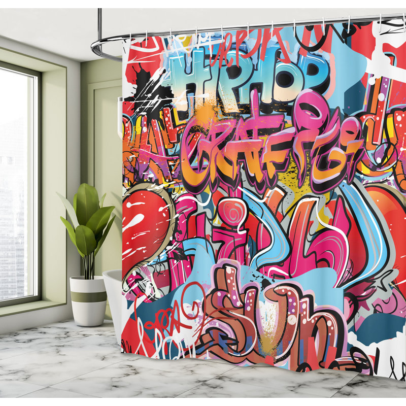  Rideau de douche graphique, H 69 po x l 105 po