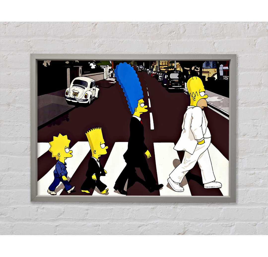 Simpsons Abbey Road - Einzelner Bilderrahmen Kunstdrucke auf Leinwand