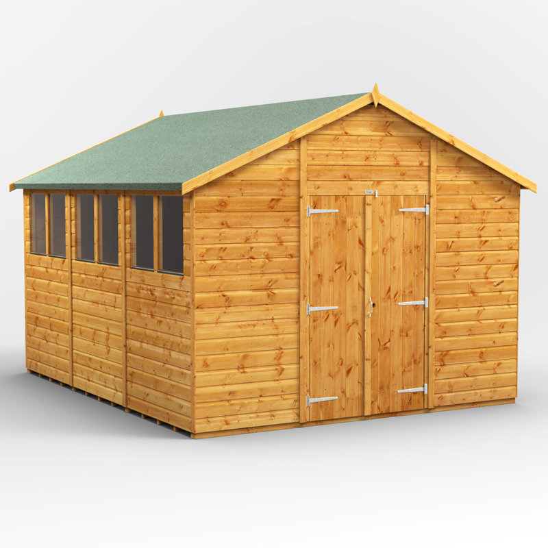 Powersheds Timber Tongue & Groove Garden Shed, Double Doors